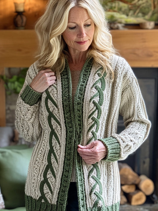 Women's Retro Irish Celtic Knot Cozy Knit Cardigan elevenforest