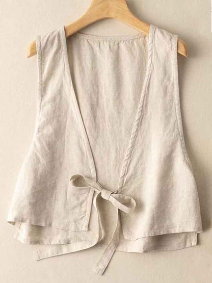 Women's Simple Versatile Linen Blend Casual Vest artswardrobe