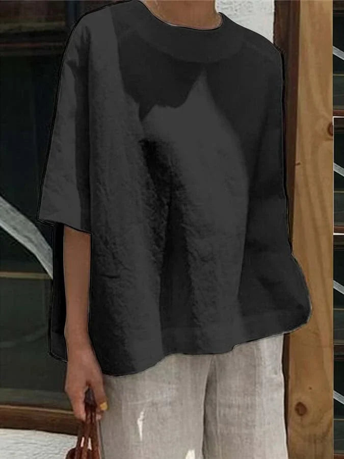 KL | Cómoda camiseta suelta de cuello redondo