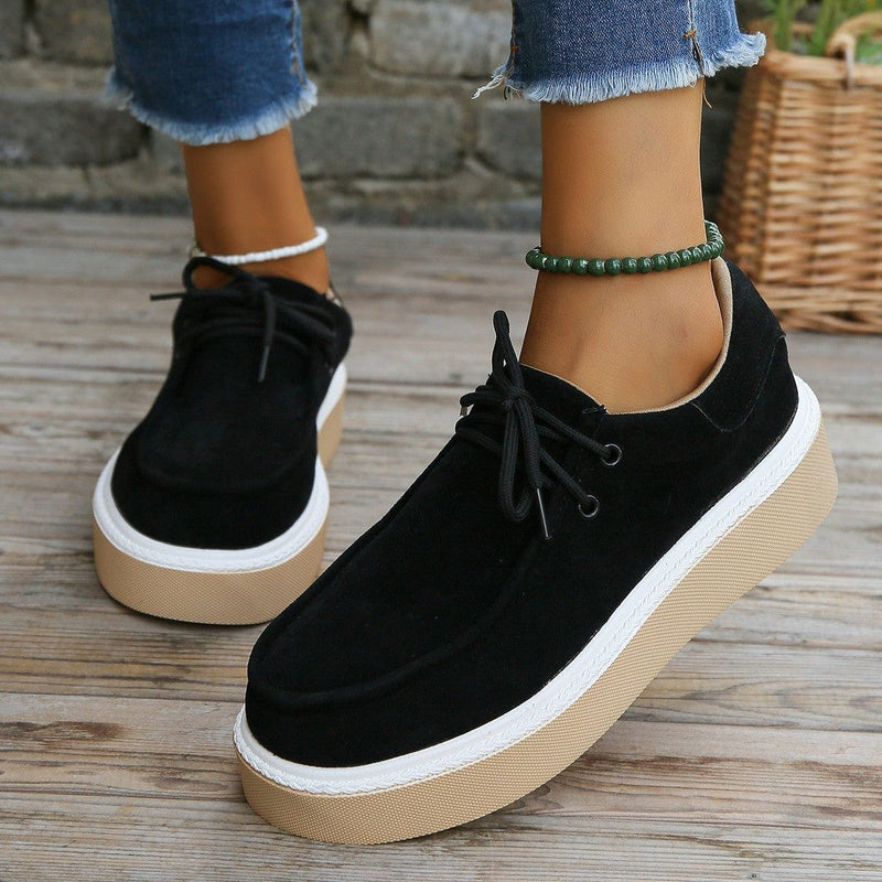 CM | Womens Lace-Up Flats con suela gruesa Zapatillas de deporte