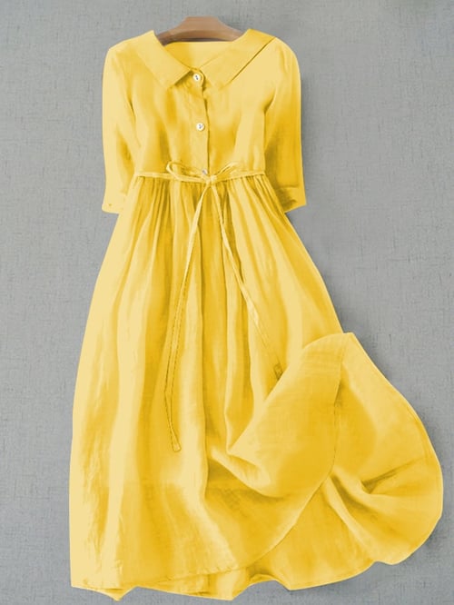 KL | Vestido liso literario de algodón