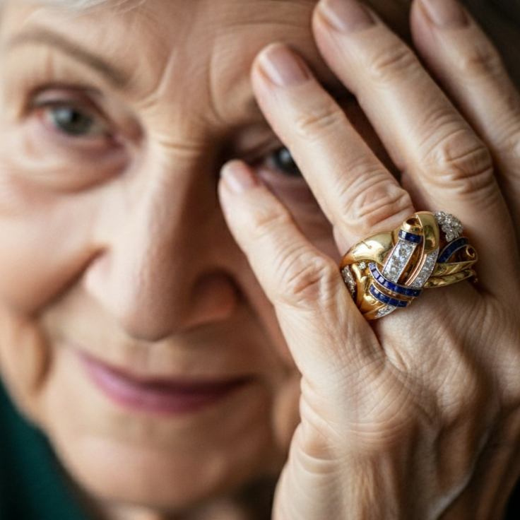 Oro Anillo hermoso con estilo único