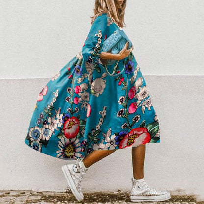 KL | Vestido midi fluido con estampado floral