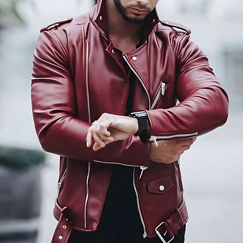 CM | Chaqueta de cuero Slim