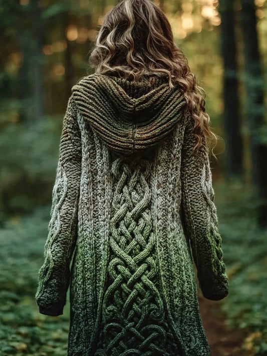 Vintage Viking Inspired Celtic Gradient Cozy Sweater Cardigan artswardrobe