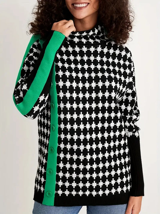 CM | Jersey de cuello alto con estampado integral