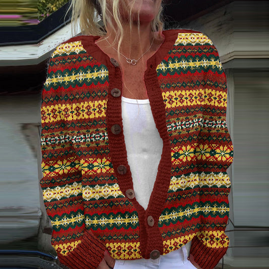 Vintage Icelandic Tribal Pattern Knitted Cardigan Sweater elevenforest