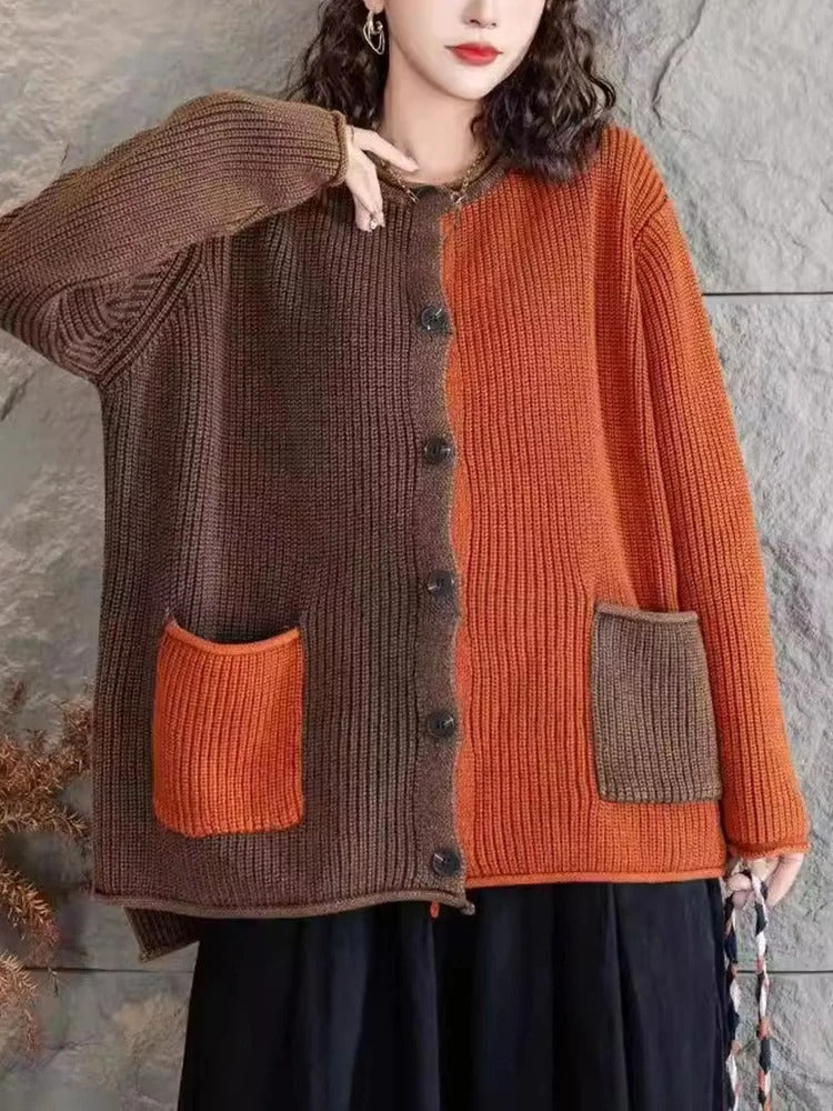 CM | Elegante chaqueta de punto con degradado de color y botones