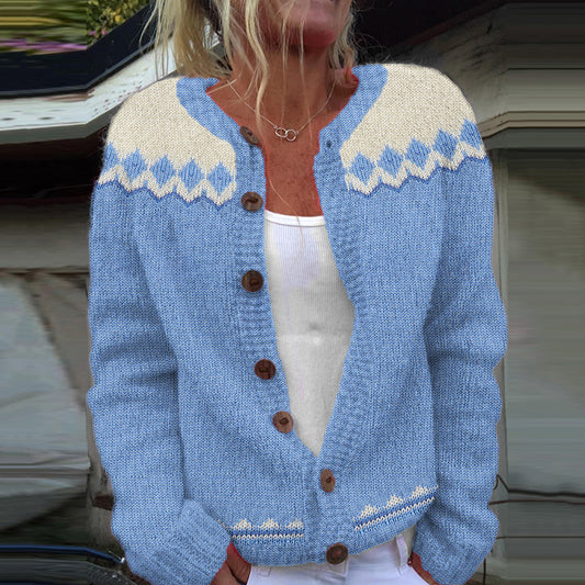 Vintage Icelandic Design Knitted Jacquard Sweater Cardigan elevenforest