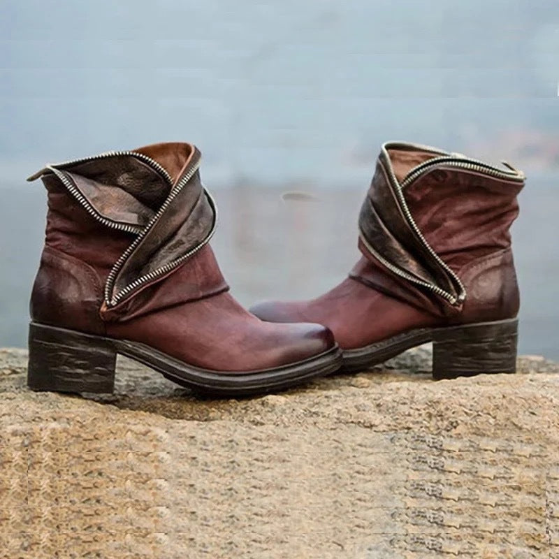 KL | Elegantes botines plegables con cierre de cremallera