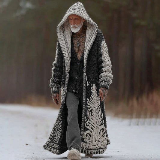 Men's Vintage Viking Tribal Celtic Art Cozy Long Cardigan Sweater artswardrobe