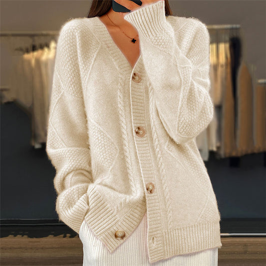 Vintage Loose Slouchy Button Front Cardigan Sweaters elevenforest