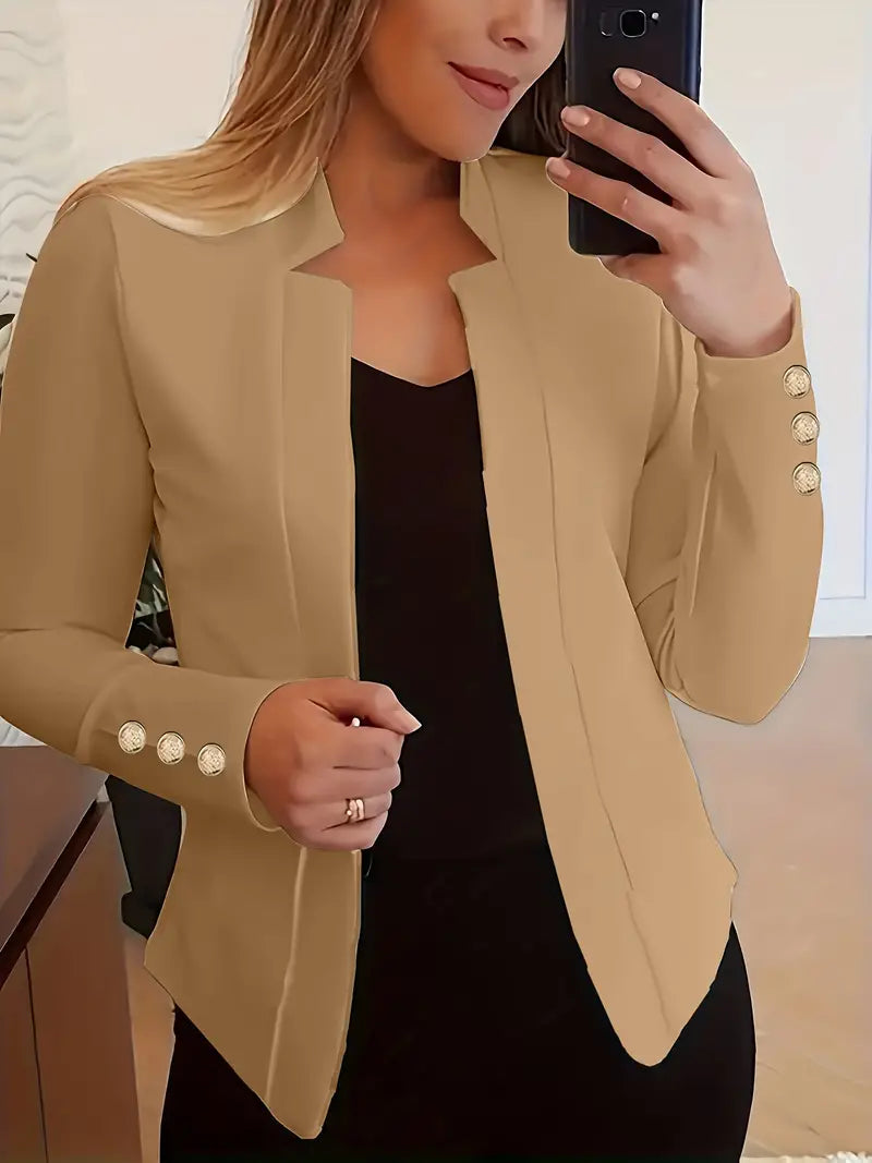 CM | Blazer de manga larga con tapeta de botones abierta para la primavera