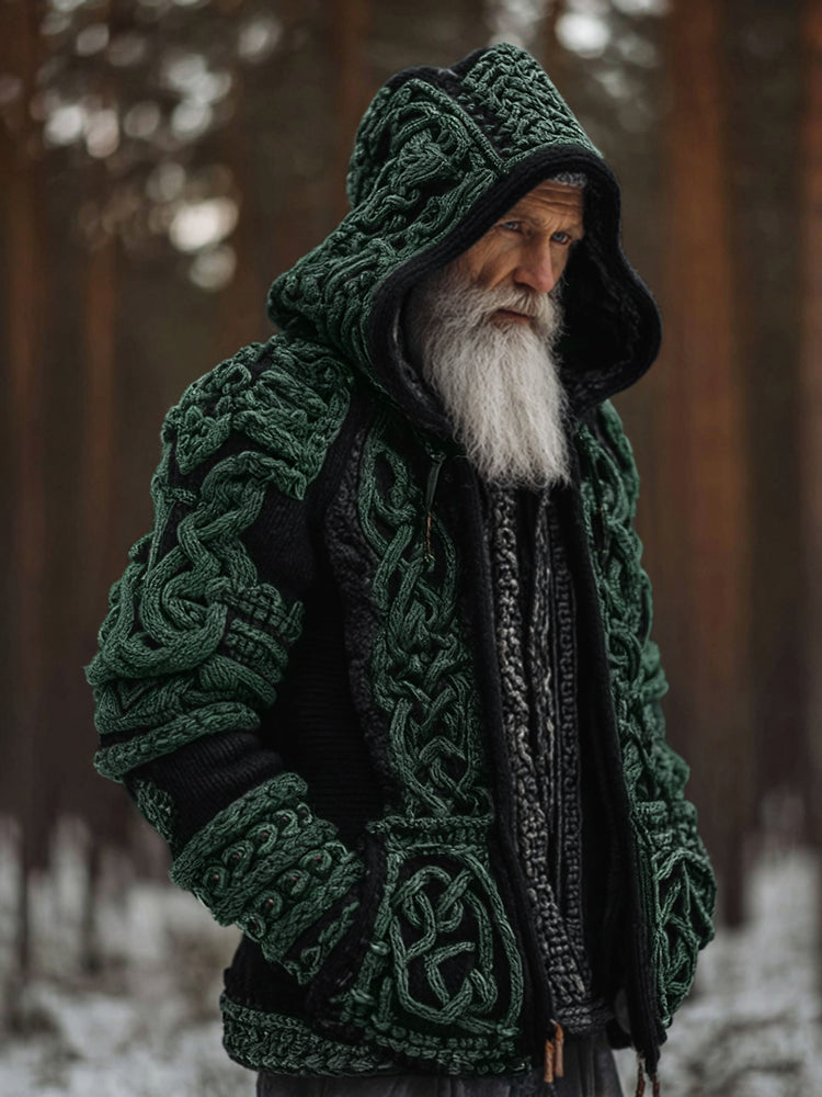 Men's Viking Celtic Knot Contrast Button Cozy Cardigan Sweater artswardrobe