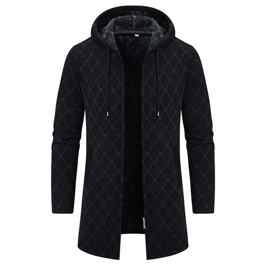 Men's Vintage Knitted Pattern Comfortable Plush Hooded Coat artswardrobe