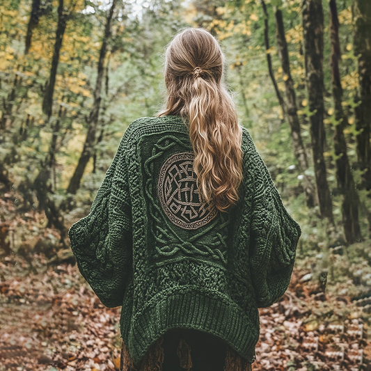 Vintage Irish Celtic Knot Knitted Cozy Jacquard Cardigan elevenforest