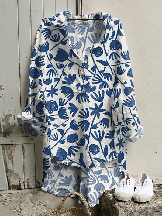 Japanese Art Print Casual Long-sleeved Shirt