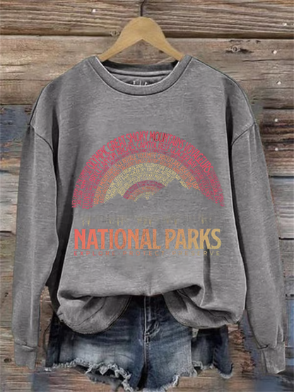 Comstylish Women's Hotspots 63 National Parks Explore, Protect, And Preserve Printed Casual Sweatshirts