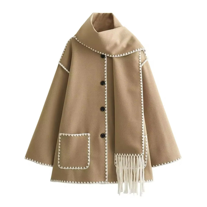 CM | chaqueta suelta con borlas de pañuelo