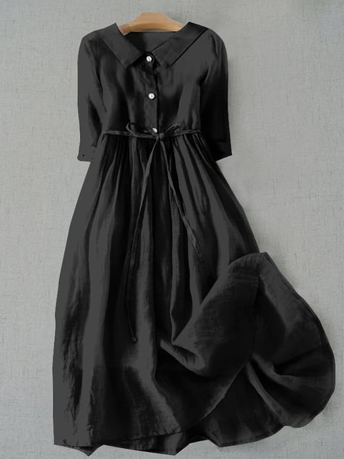 KL | Vestido liso literario de algodón