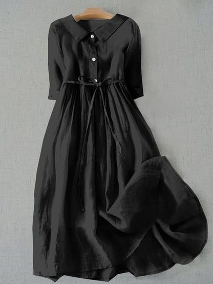 KL | Vestido liso literario de algodón