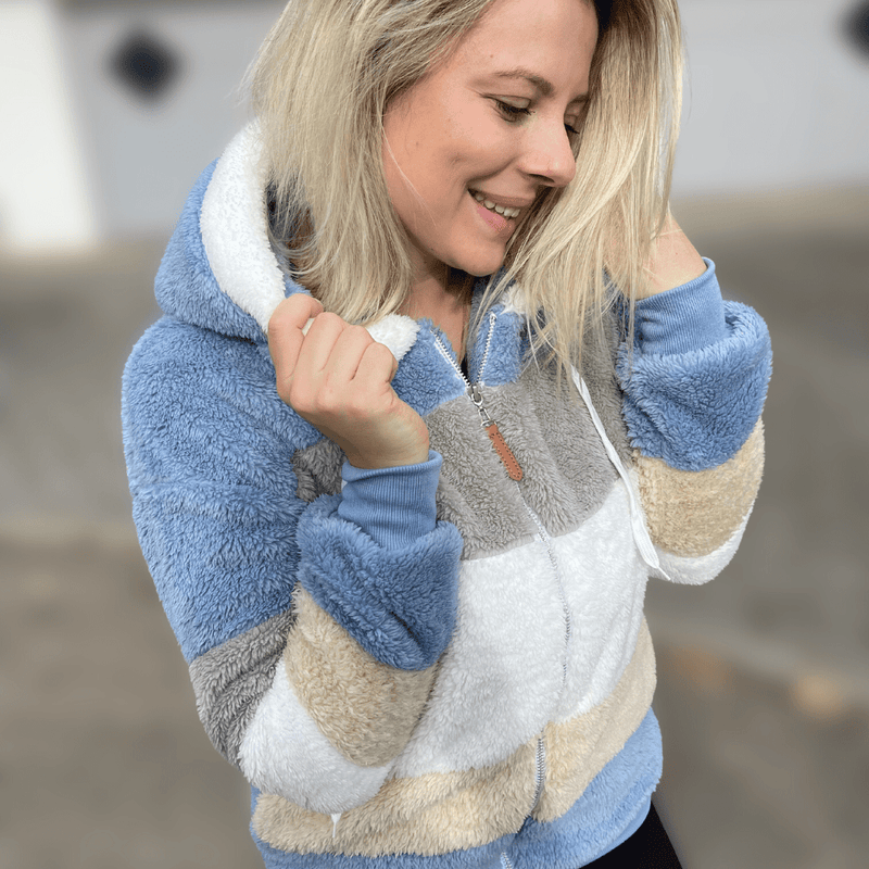 CM | Chaqueta de peluche multicolor para mujer