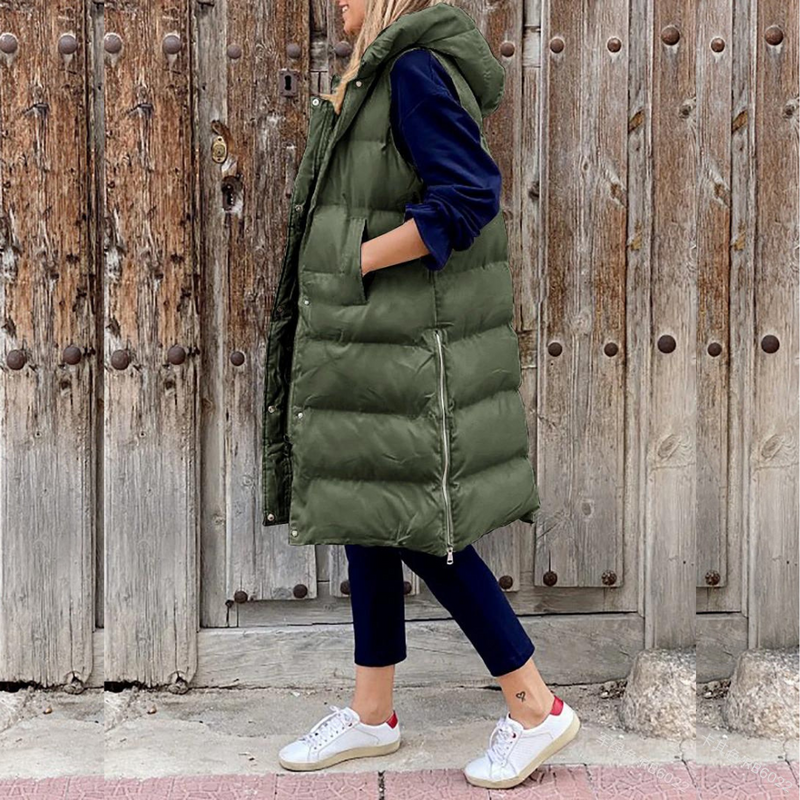 CM | Chaqueta larga con capucha de moda