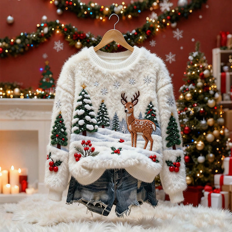 Jersey de algodón con reno navideño