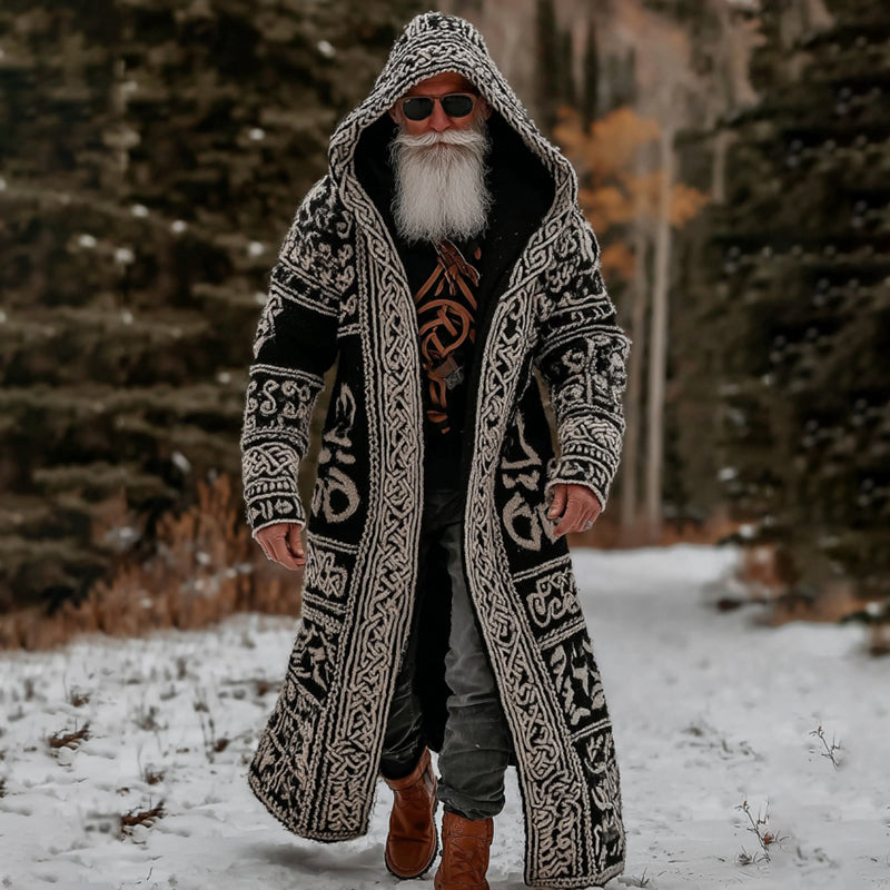 Men's Vintage Viking Celtic Knot Cozy Jacquard Cardigan Sweater artswardrobe