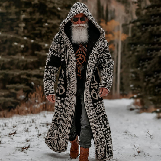 Men's Vintage Viking Celtic Knot Cozy Jacquard Cardigan Sweater artswardrobe