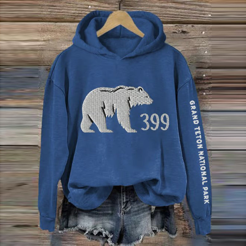 Comstylish Women Rip Grizzly 399 The Queen Of The Tetons Print Hoodie