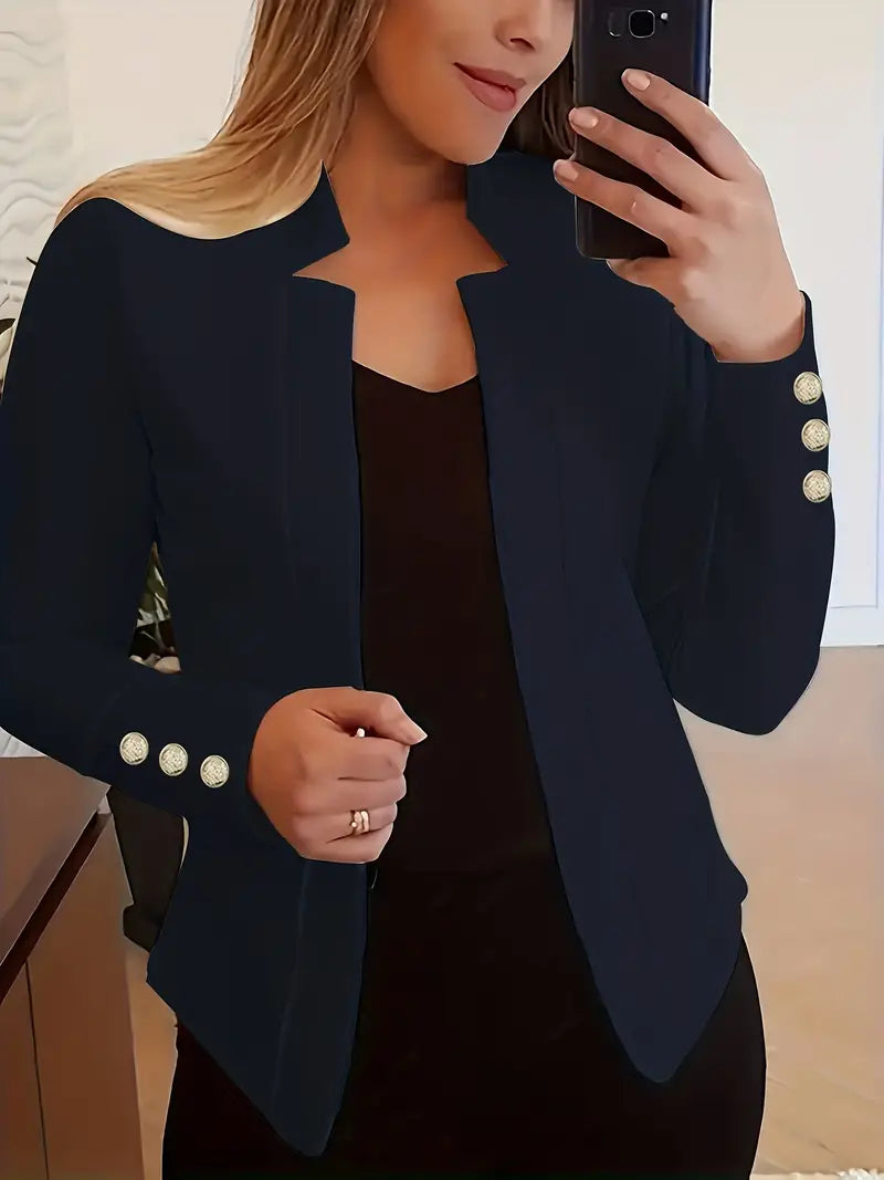 CM | Blazer de manga larga con tapeta de botones abierta para la primavera