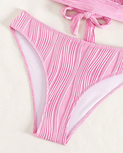 KL | Bikini sexy monocolor con escote profundo en V