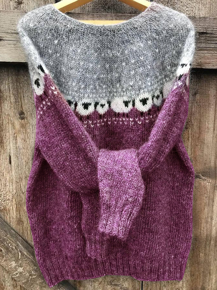 Jersey de algodón con motivo de ovejas pastando
