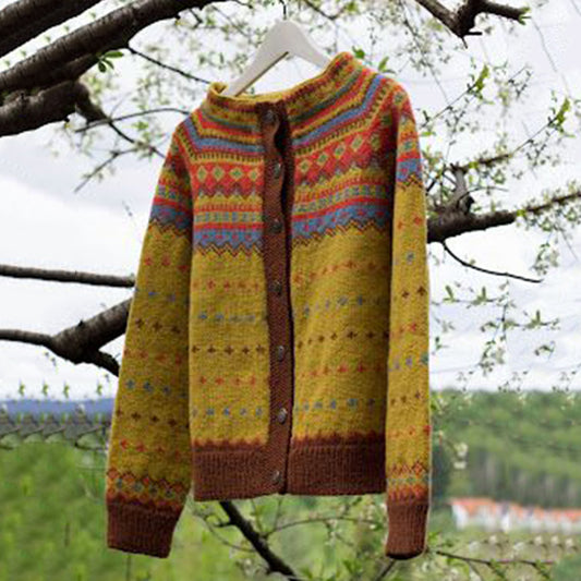 Vintage Icelandic Wiola Knit Jacquard Warmth Cardigan Unisex elevenforest