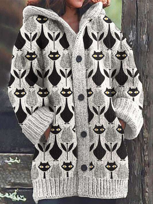 Tulip & Cat Knit Hooded Sweater Cardigan elevenforest