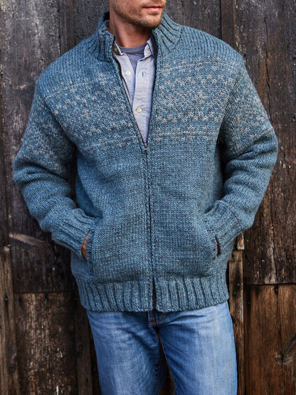 Mens Vintage Fair Isle Knitted Cardigan Sweater elevenforest