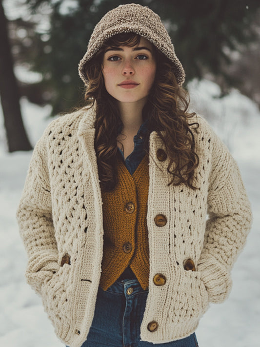 Vintage Island Jacquard Buttons Sweater Cardigan elevenforest