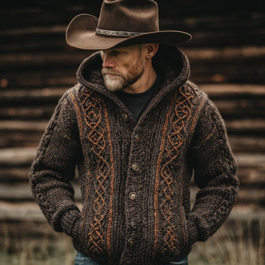 Men's Vintage Chunky Cozy Knit Hooded Cardigan elevenforest