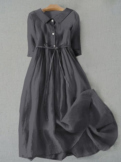KL | Vestido liso literario de algodón