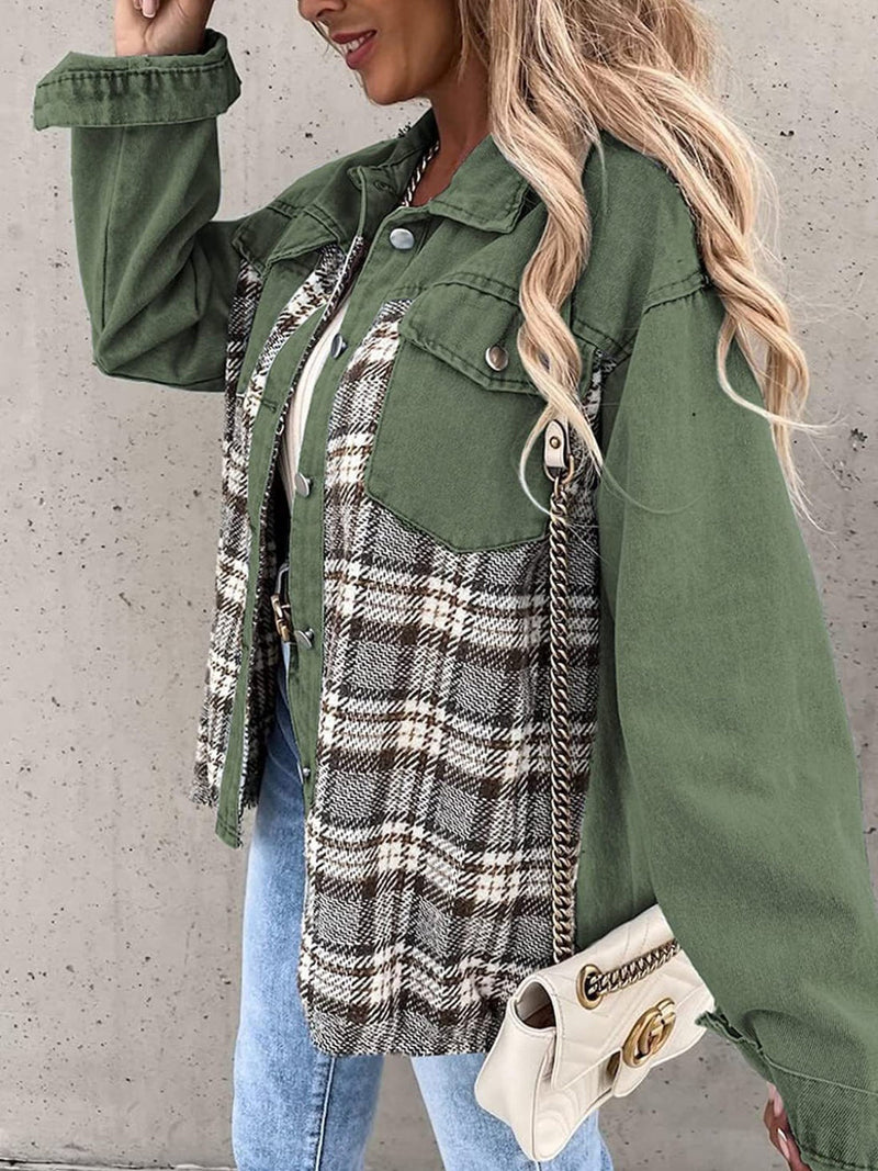 CM | Chaqueta de franela vintage para mujer