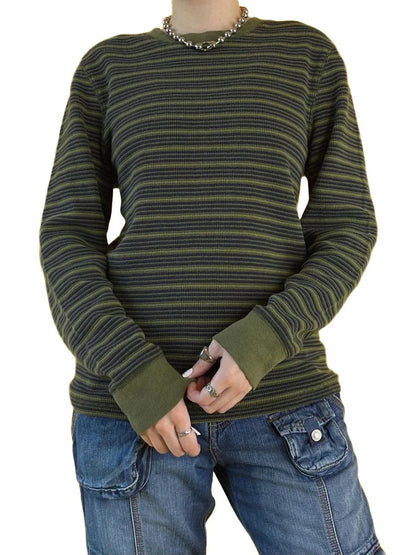 CM | MW - Camiseta de rayas de manga larga y escote redondo