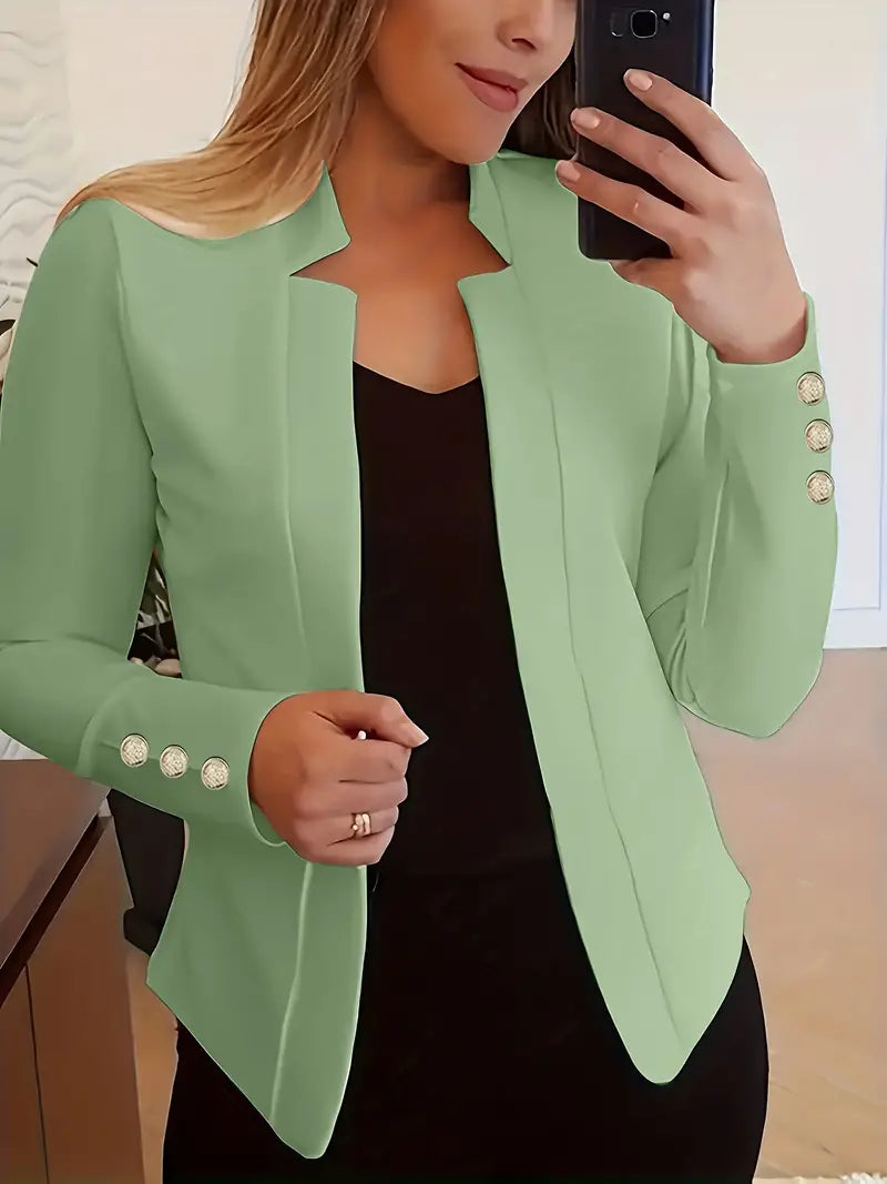 CM | Blazer de manga larga con tapeta de botones abierta para la primavera