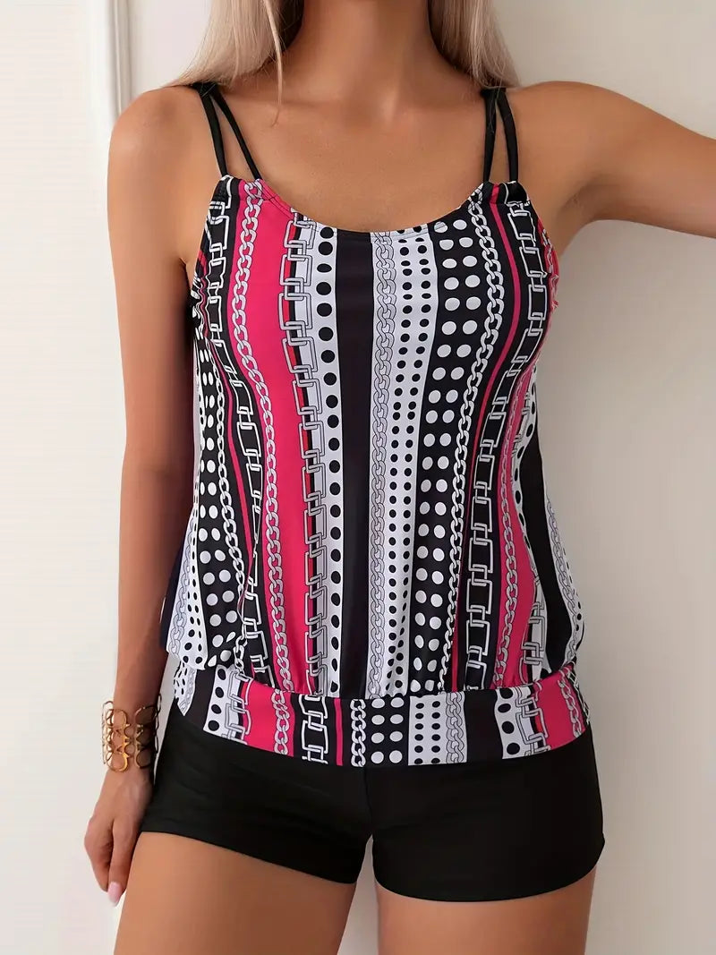 KL | Tankini a rayas con estampado