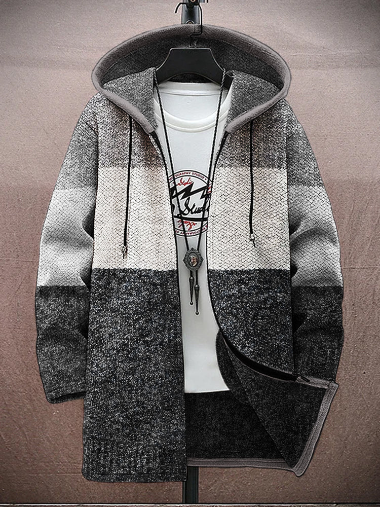 Vintage Colorblock Geometric Pattern Men's Zipper Hoodie artswardrobe