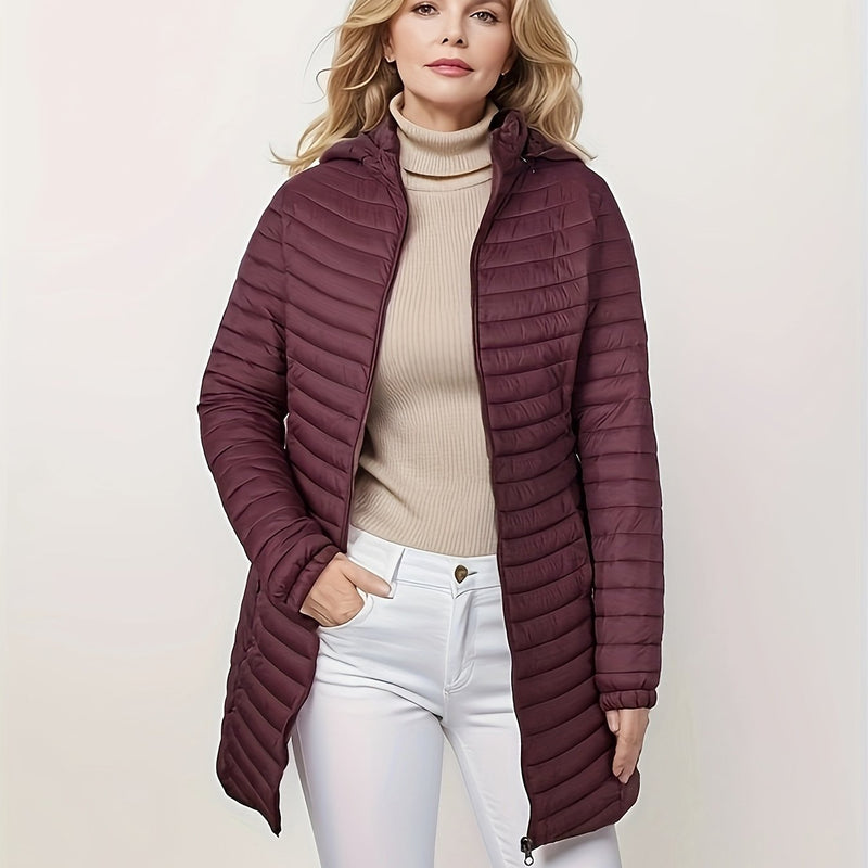 CM | Chaqueta casual acolchada con capucha y cremallera en la parte delantera
