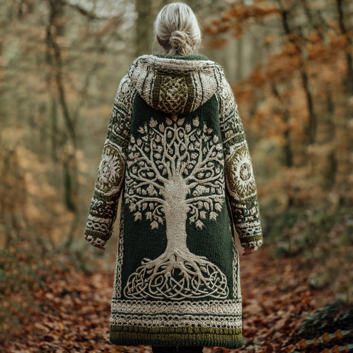 Celtic Knot Irish Tree Of Life Art Women's Hooded Knit Cardigan artswardrobe