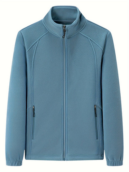 CM | Chaqueta de felpa para mujer con cuello alto y mangas largas