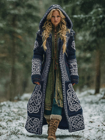 Women's Celtic Knot Irish Art Hooded Knit Cardigan artswardrobe