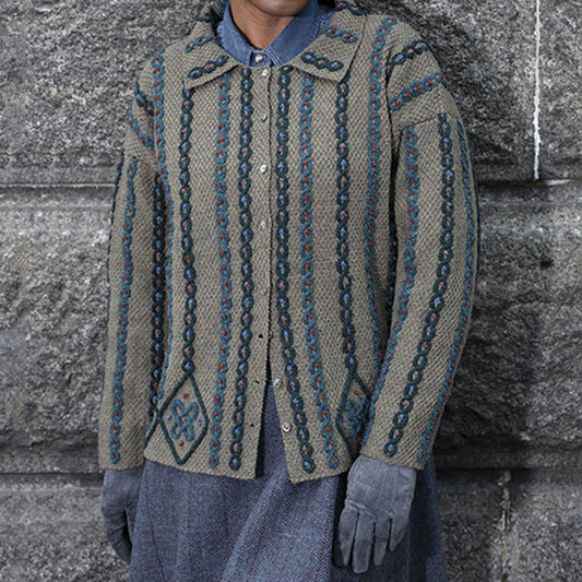 Vintage Celtic Art Knit Jacquard Aran Sweater Cardigan elevenforest